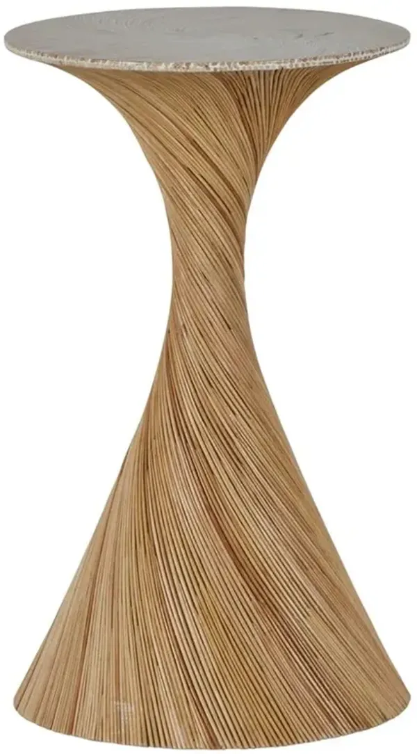 Kirk Coastal Beach Brown Rattan Round Drink Side Table