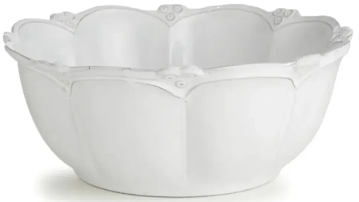 Bella Bianca French Country White Glazed Stoneware Rosette Bowl