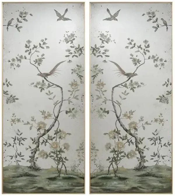 John-Richard Roku French Country Valyrian Gold Metal Floor Mirror - Set of 2