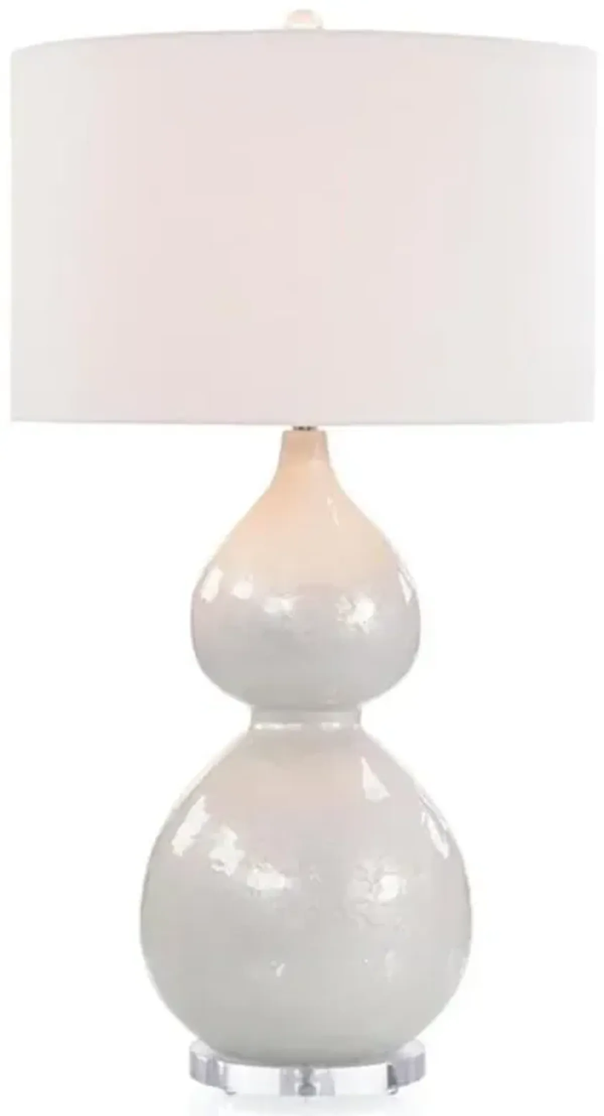 John-Richard Modern Classic Pearlized White Glass Clear Acrylic Table Lamp