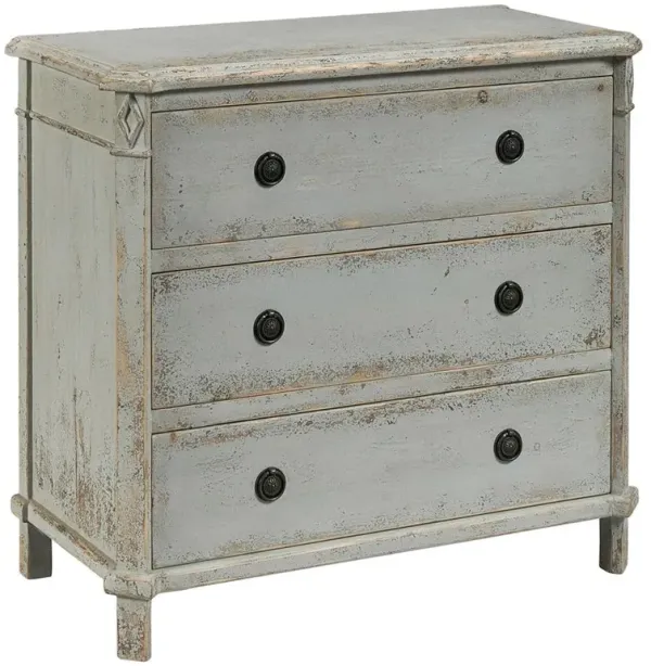 Ava French Country Distressed Grey Reclaimed Pine Wood 3 Drawer Bachelors Chest