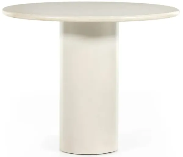 Gary French Country Cream Marble Top Iron Base Round Dining Table - Small - 38"W