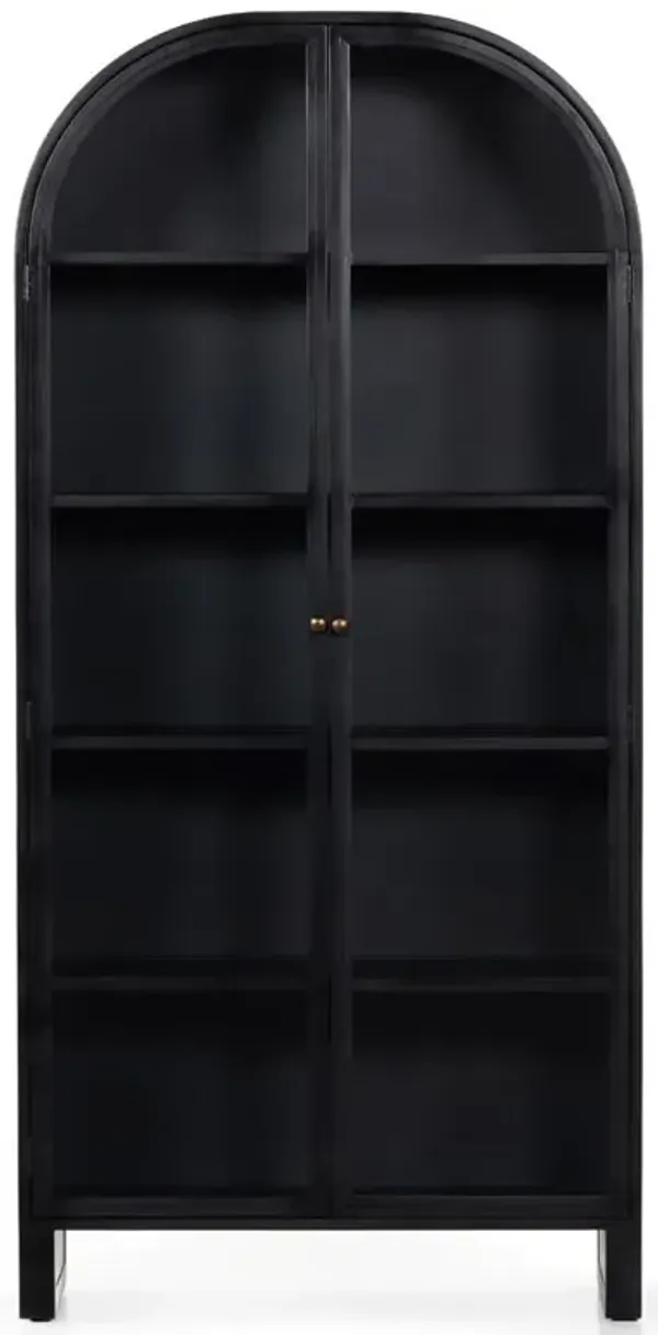 Sheila Industrial Clear Glass Black Iron Frame Curved 2 Door Display Case