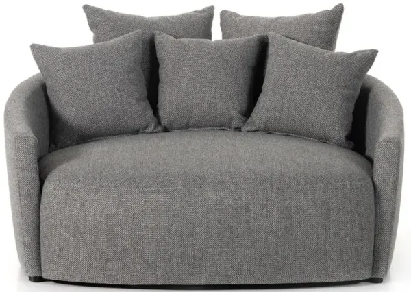 Louisa Modern Classic Grey Upholstered Round Sofa - 62"W