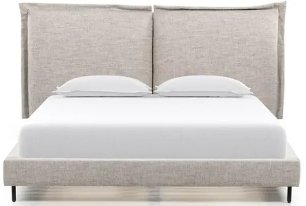 Marly Industrial Loft Grey Performance Black Iron Frame Bed - Queen