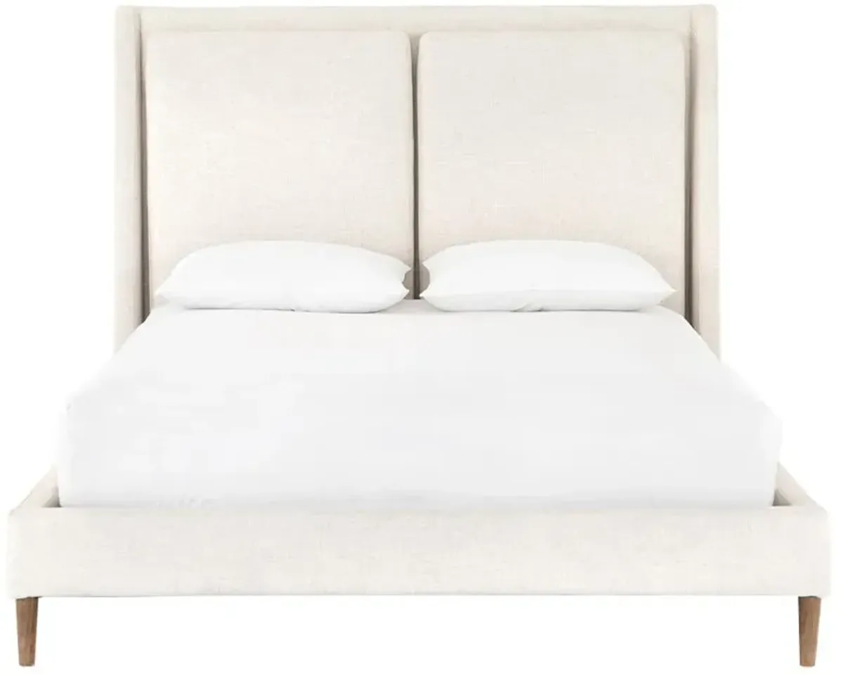 Patrice Rustic Lodge Beige Upholstered Natural Brown Wood Frame Bed - King