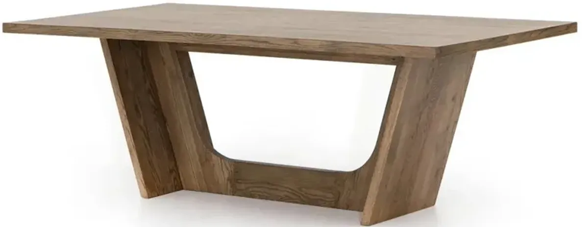Kevin Rustic Lodge Brown Oak Veneer Wood Rectangular Dining Table - 87"W
