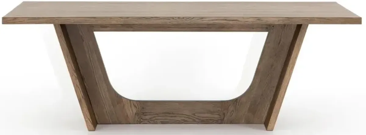 Kevin Rustic Lodge Brown Oak Veneer Wood Rectangular Dining Table - 87"W