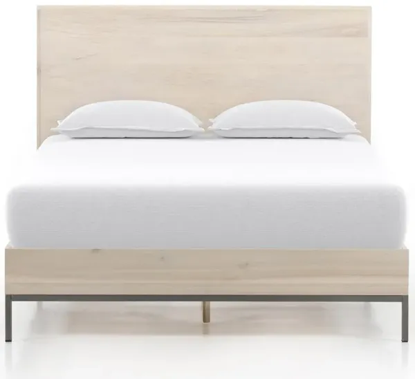 Theodore Industrial Loft Dove White Wood Grey Iron Frame Bed - Queen