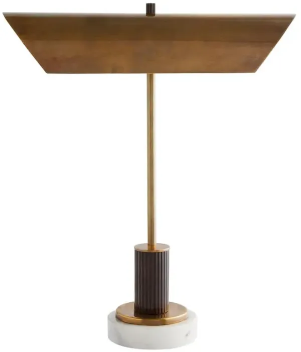 Lansing Mid Century Modern Vintage Brass White Marble Base Table Lamp