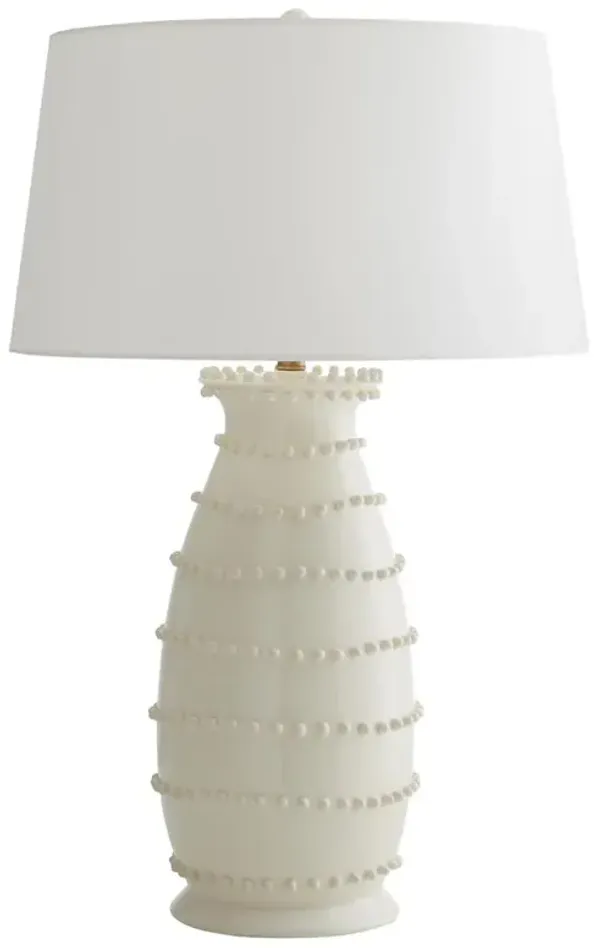 Spitzy Modern Classic White Beaded Crackled Ceramic Table Lamp
