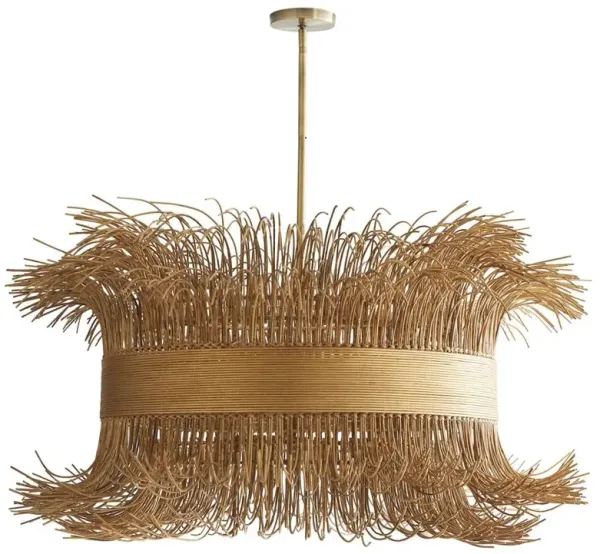 Filamento Coastal Antique Brass Banded Rattan Steel Chandelier