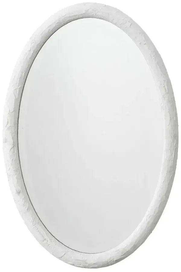 Abrianna Coastal Beach White Resin Textured Oval Wall Mirror