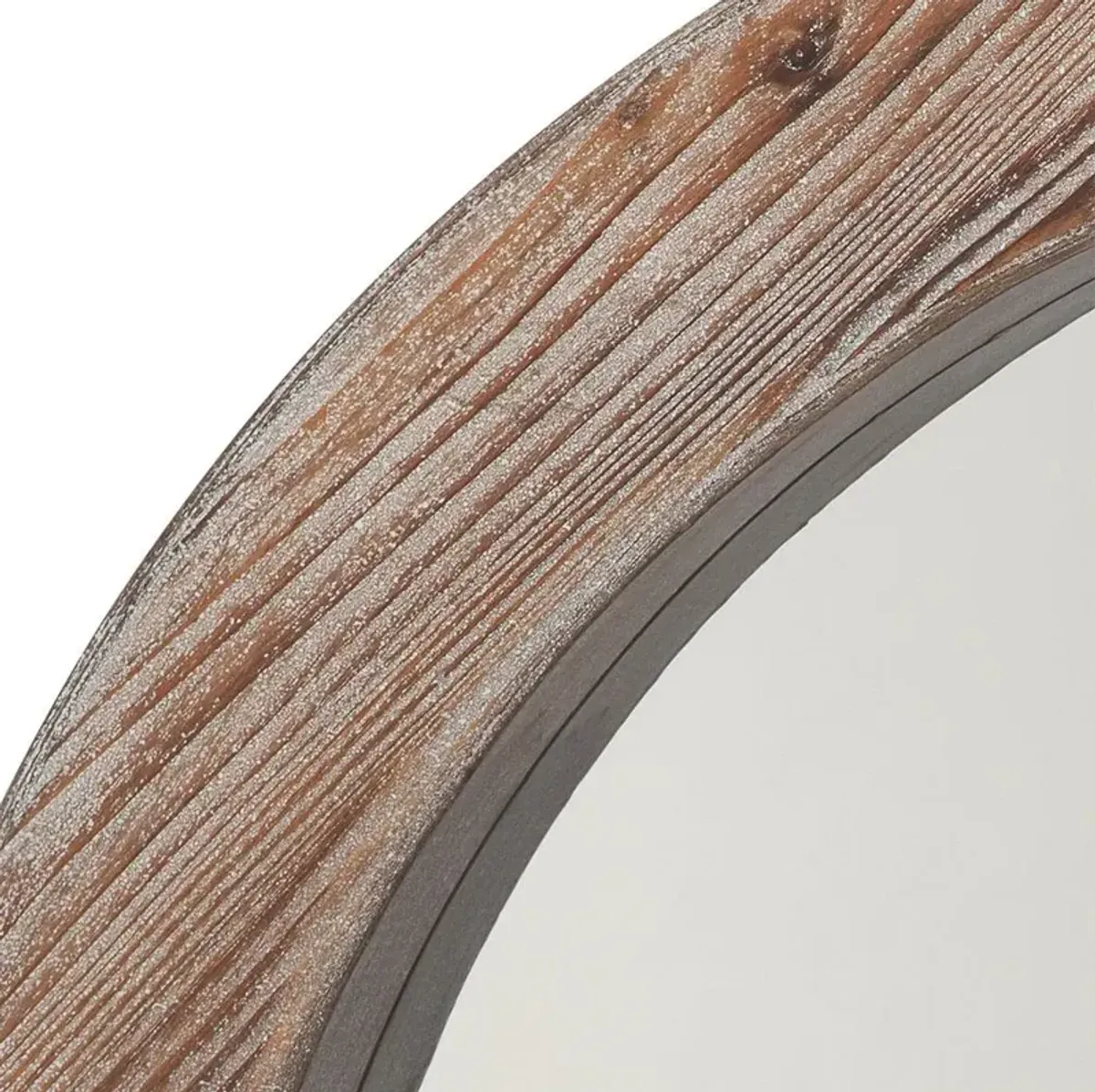 Betianna Rustic Lodge Natural Grey Wood Round Wall Mirror