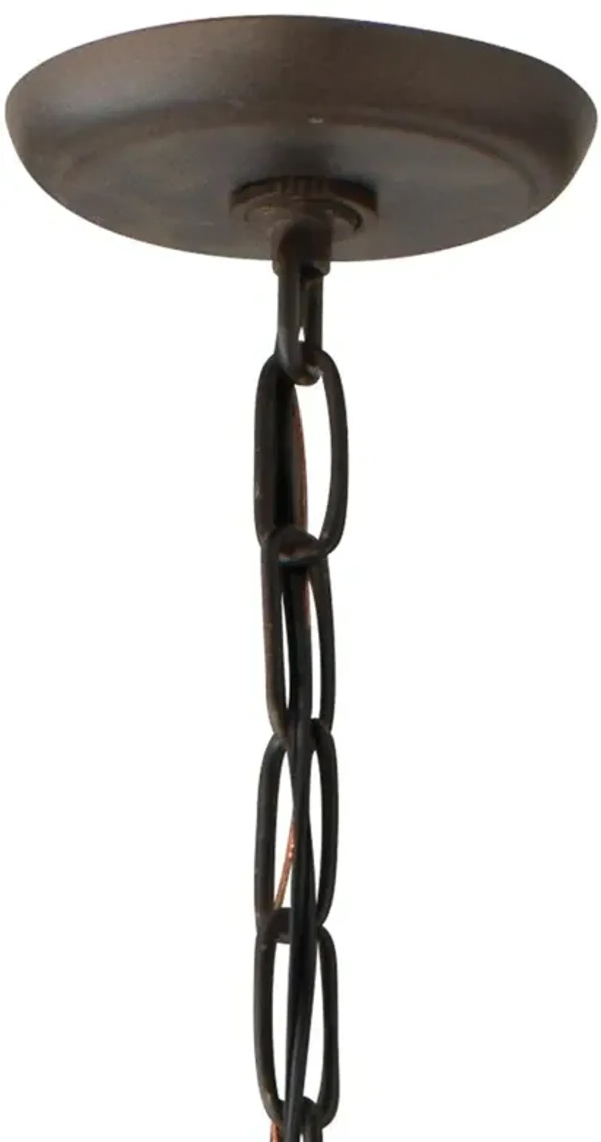 Ivy French Country Crystal Beads Distressed White Wood Candle Style Chandelier