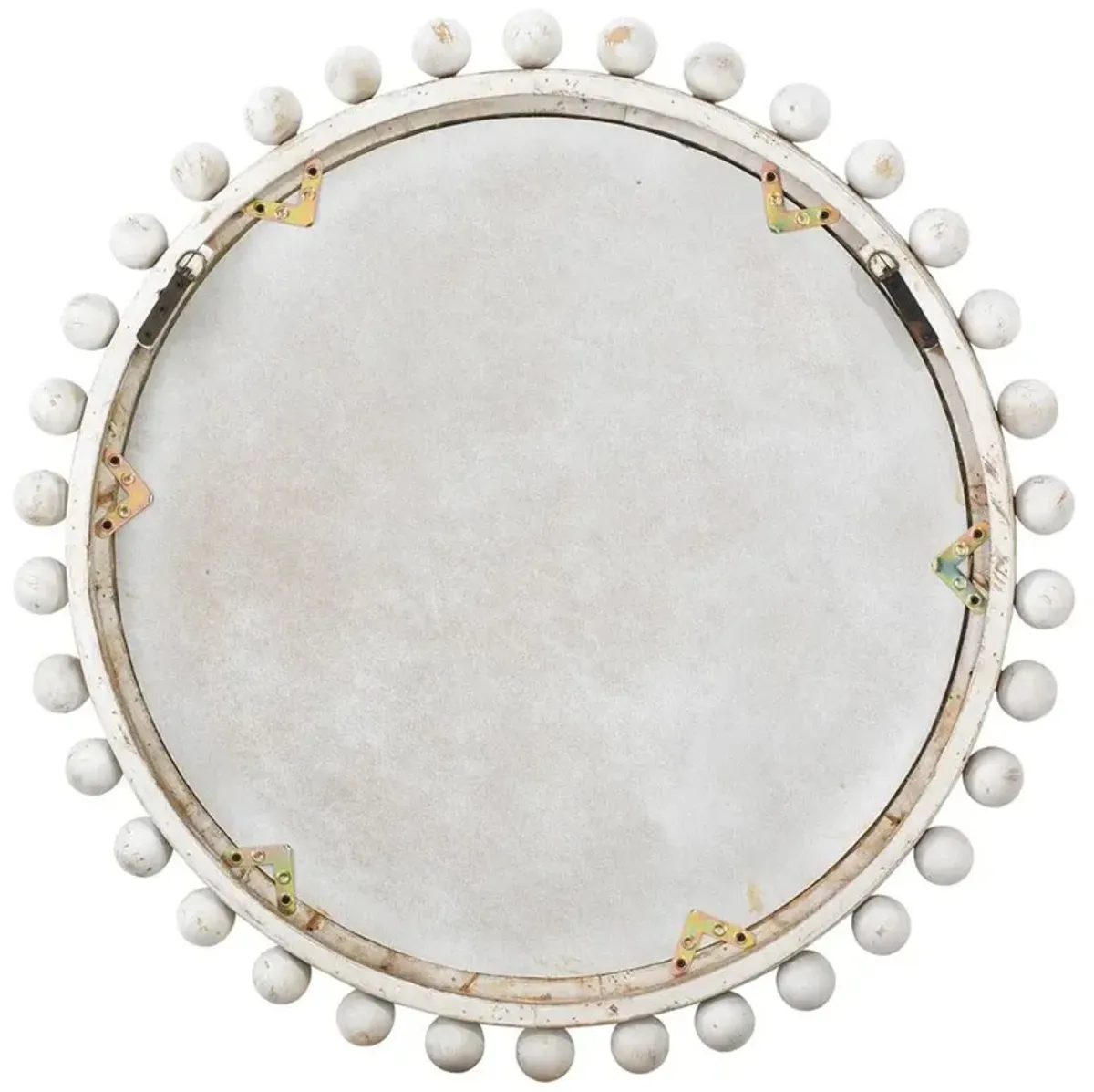 Brooke Coastal Beach Whitewashed Wood Beveled Round Wall Mirror
