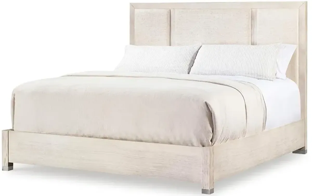 Century Atlas Coastal Beach Off White Wood Natural Raffia Panels Bed - King