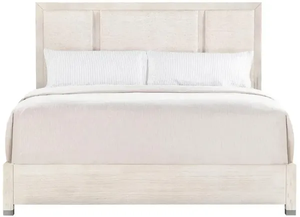 Century Atlas Coastal Beach Off White Wood Natural Raffia Panels Bed - King
