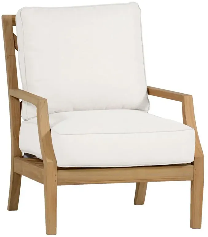 Haley Rustic Natural Teak White Cushion Outdoor Lounge Chair