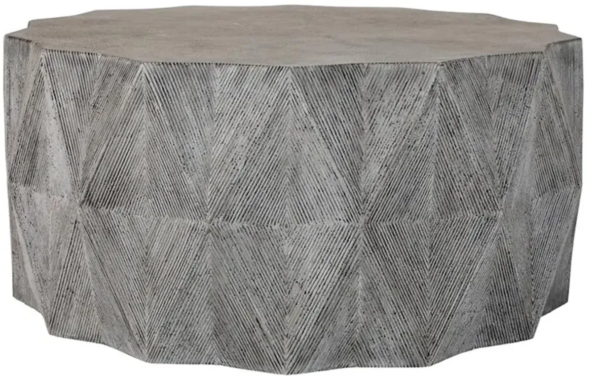Mandarin Modern Geometric Aged Grey Stone Outdoor Coffee Table