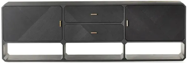 Joy Modern Classic Black Ash Wood Media Cabinet - 86"