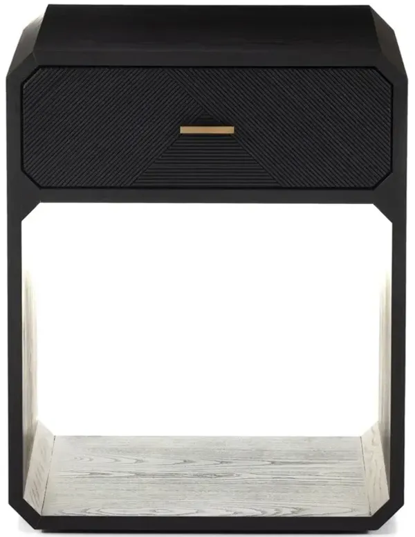 Joy Modern Classic Black Ash Wood Nightstand