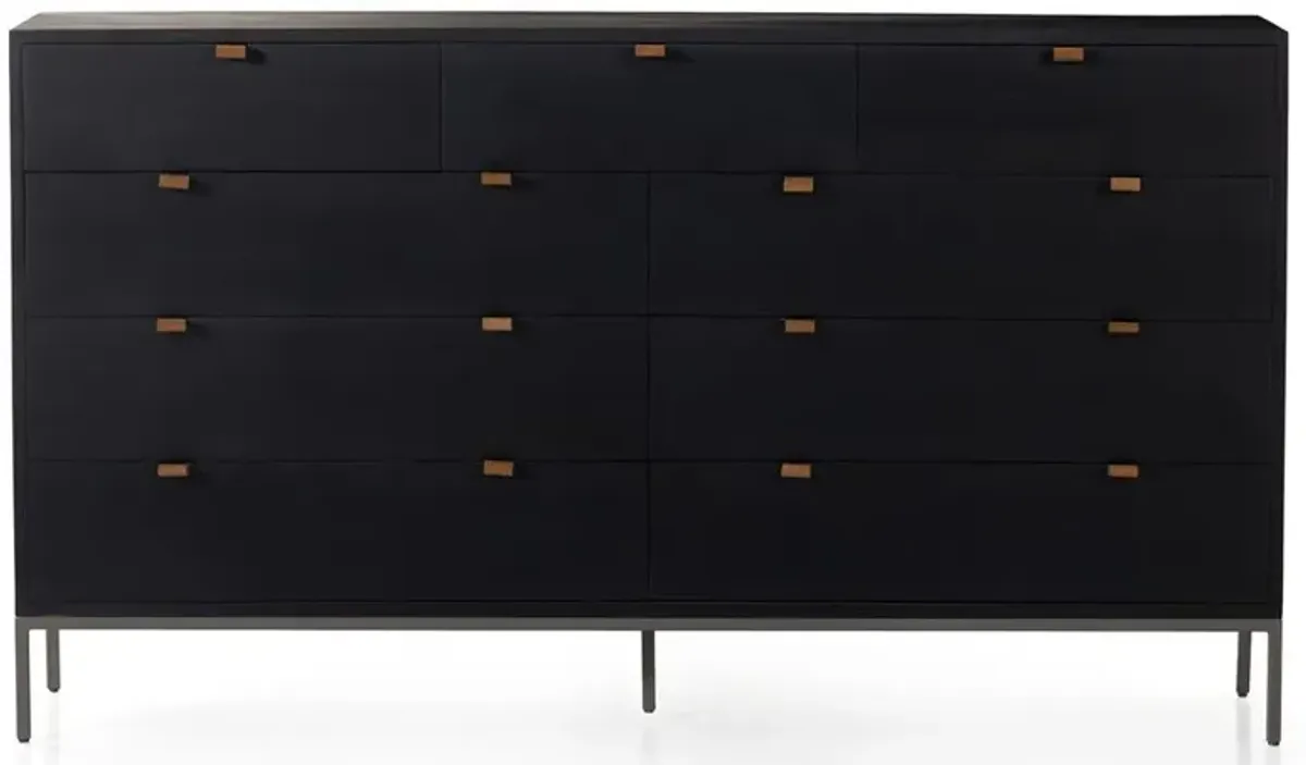 Theodore Industrial Loft Black Wood Grey Iron Double Dresser