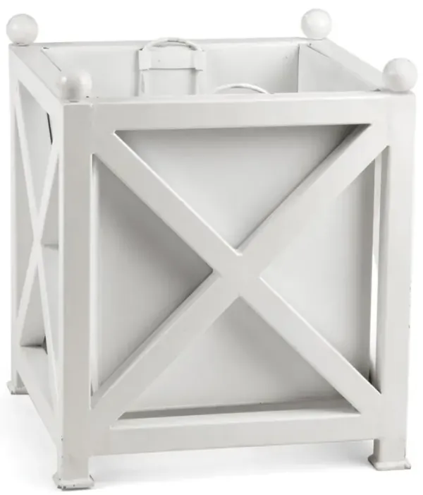 Estelle French Country White Metal Square Outdoor Planter