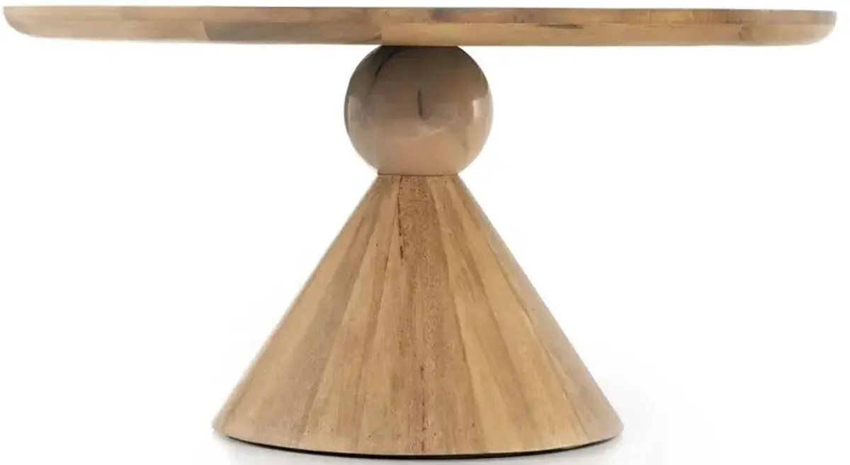 Beccy Rustic Lodge Brown Solid Wood Marble Accent Round Dining Table - 60"W