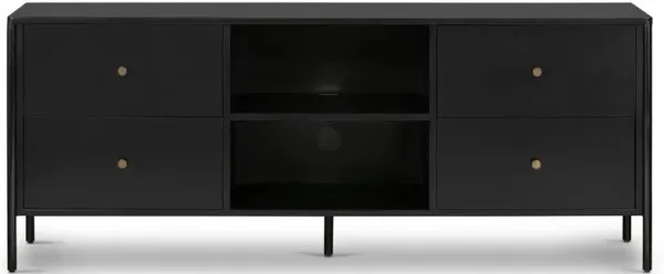 Sutton Industrial Loft Black Iron Media Cabinet - 70"