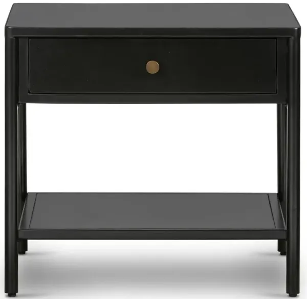 Sutton Industrial Loft Black Iron Bronze Hardware 1 Drawer End Table