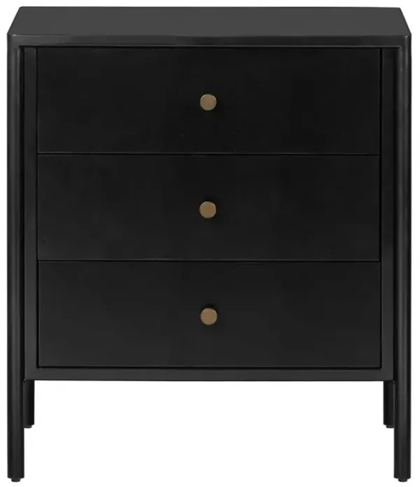 Sutton Industrial Loft Black Iron Bronze Hardware 3 Drawer Nightstand