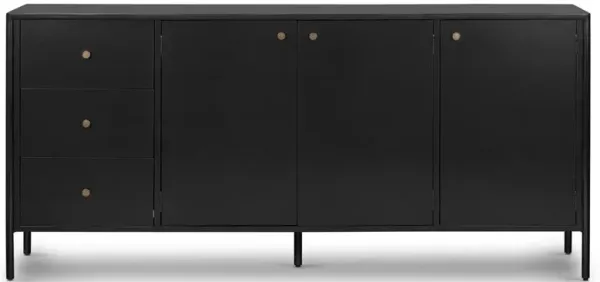 Sutton Industrial Loft Black Iron Bronze Hardware 3 Drawer Sideboard