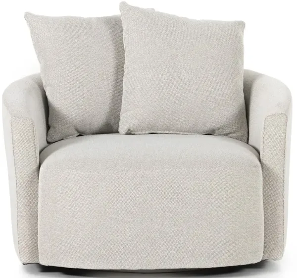 Louisa Modern Classic Off White Performance Swivel Barrel Chair