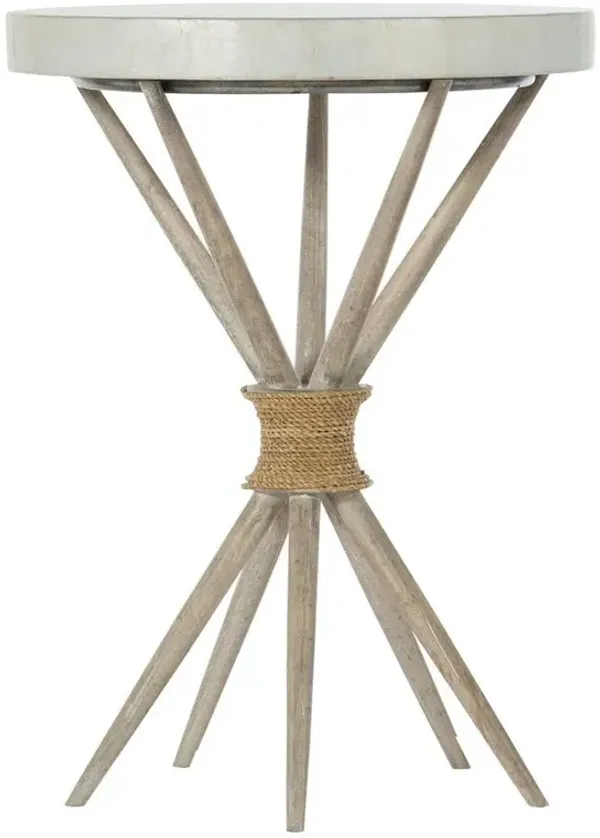 Katia Coastal Beach Cream Shell Top Rope Accent Side End Table