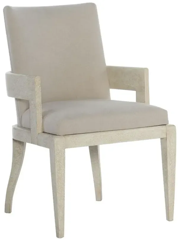 Francis Modern Classic Beige Oak Wood Performance Upholstered Dining Arm Chair
