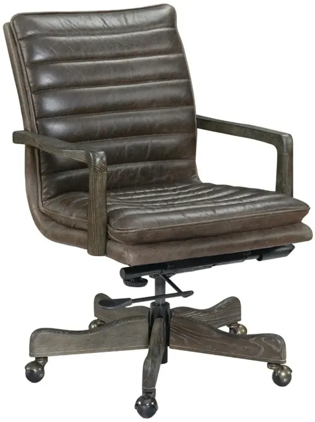 George Rustic Lodge Dark Brown Leather Upholstered Swivel Conference Office Chair