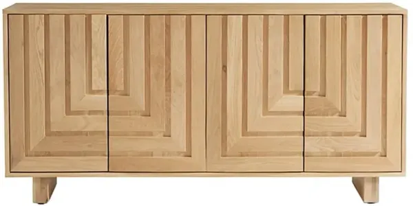 Emma Mid Century Modern Brown Oak Wood 4 Door Sideboard