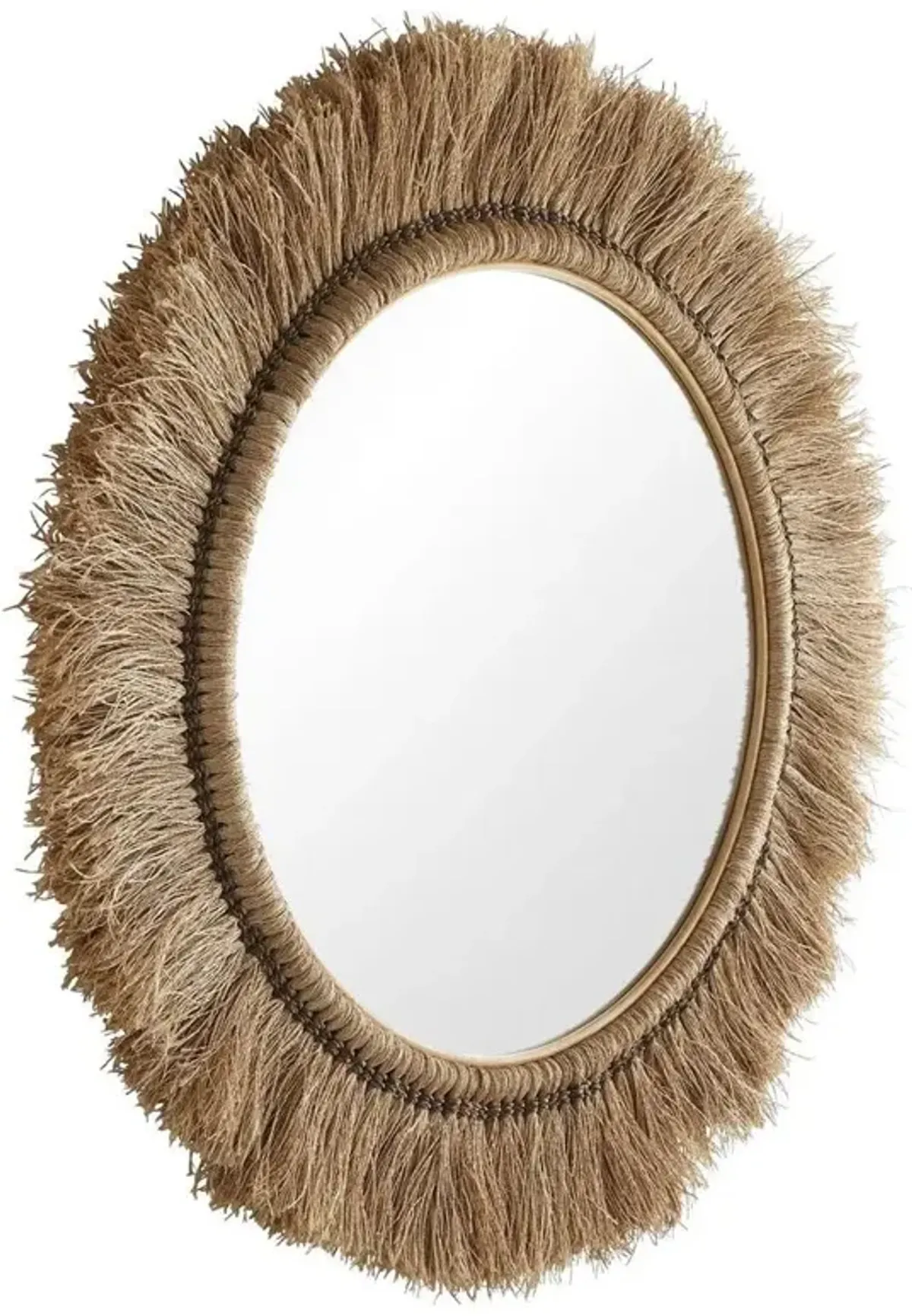 Kai Coastal Natural Abaca Wrapped Frame Round Wall Mounted Mirror
