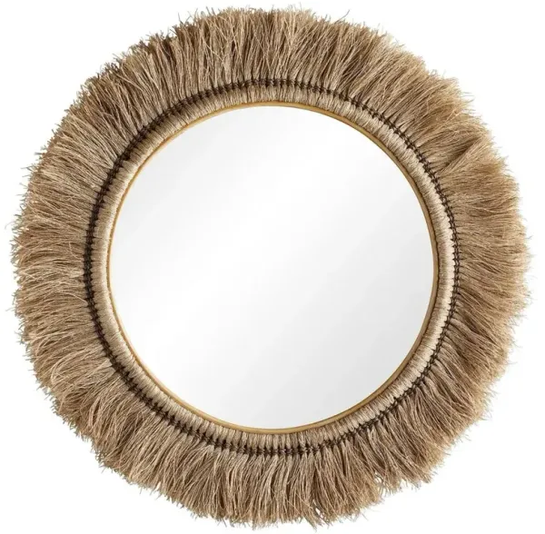 Kai Coastal Natural Abaca Wrapped Frame Round Wall Mounted Mirror