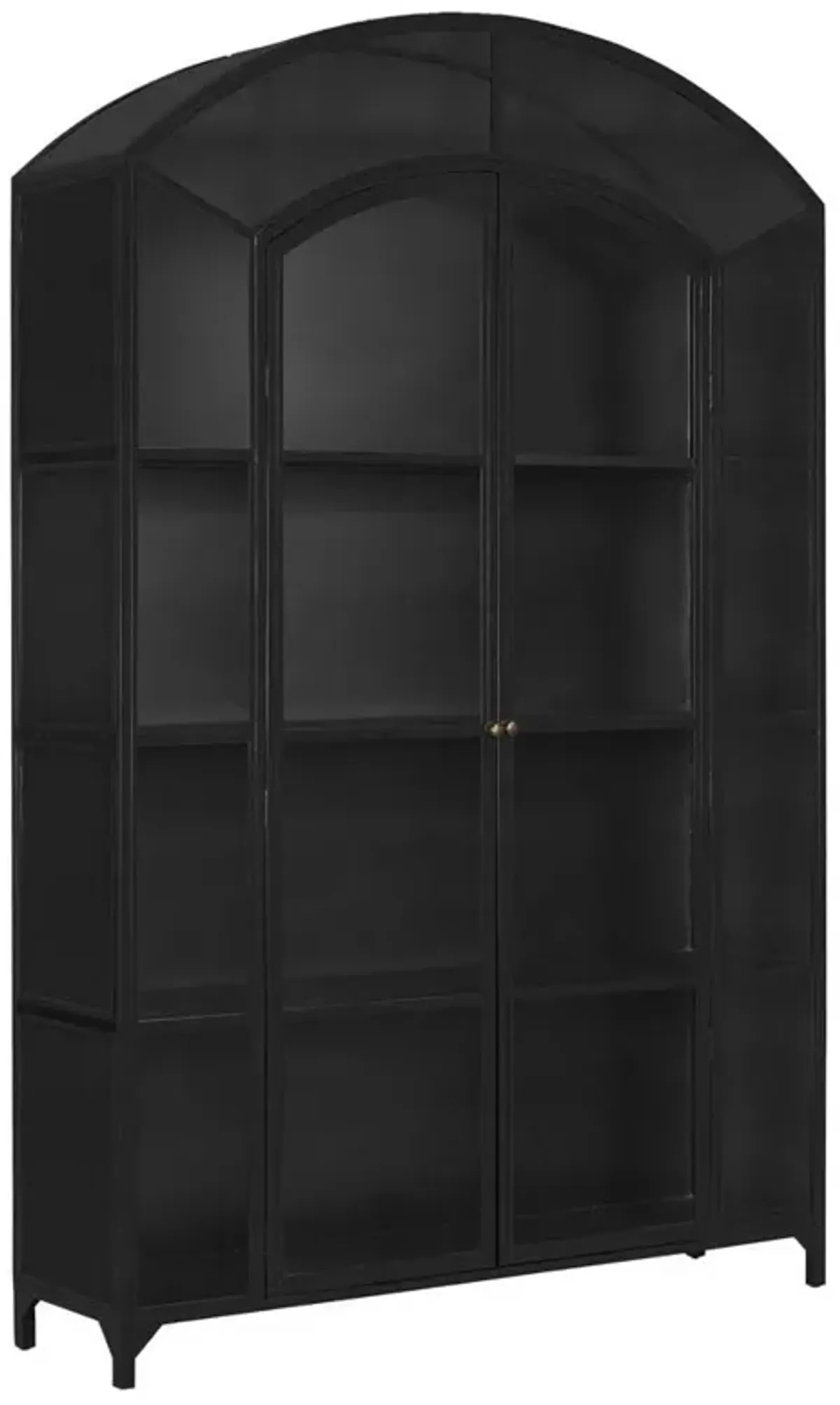 Stancil Industrial Matte Black Iron Frame Clear Glass Door Wide Arch Display Case