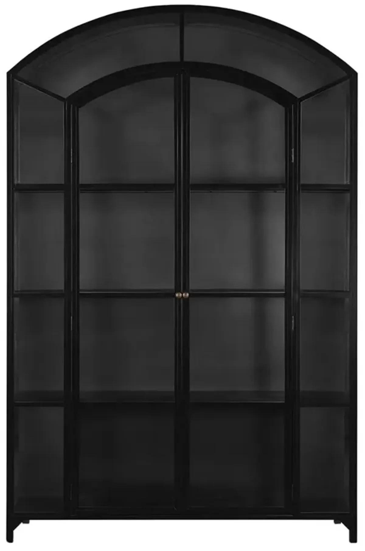 Stancil Industrial Matte Black Iron Frame Clear Glass Door Wide Arch Display Case