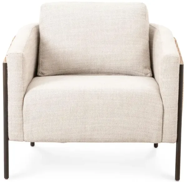 Cyrille Coastal Beach Beige Performance Natural Rattan Barrel Arm Chair