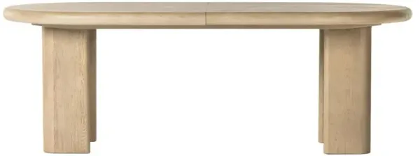 Ariane Coastal Beach Light Oak Oval Extendable Dining Table - 87-107"W