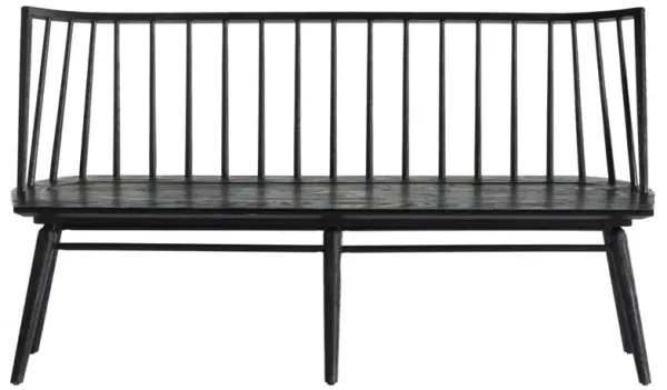 Lara Rustic Lodge Black Oak Wood Windsor Dining Bench