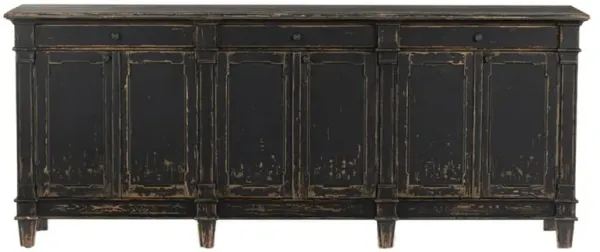 Marjorie French Country Black Pine Wood 3 Drawer 6 Door Sideboard