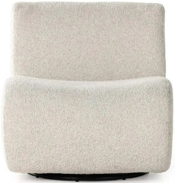 Schneider Rustic White Performance Boucle Black Solid Oak Wood Occasional Chair