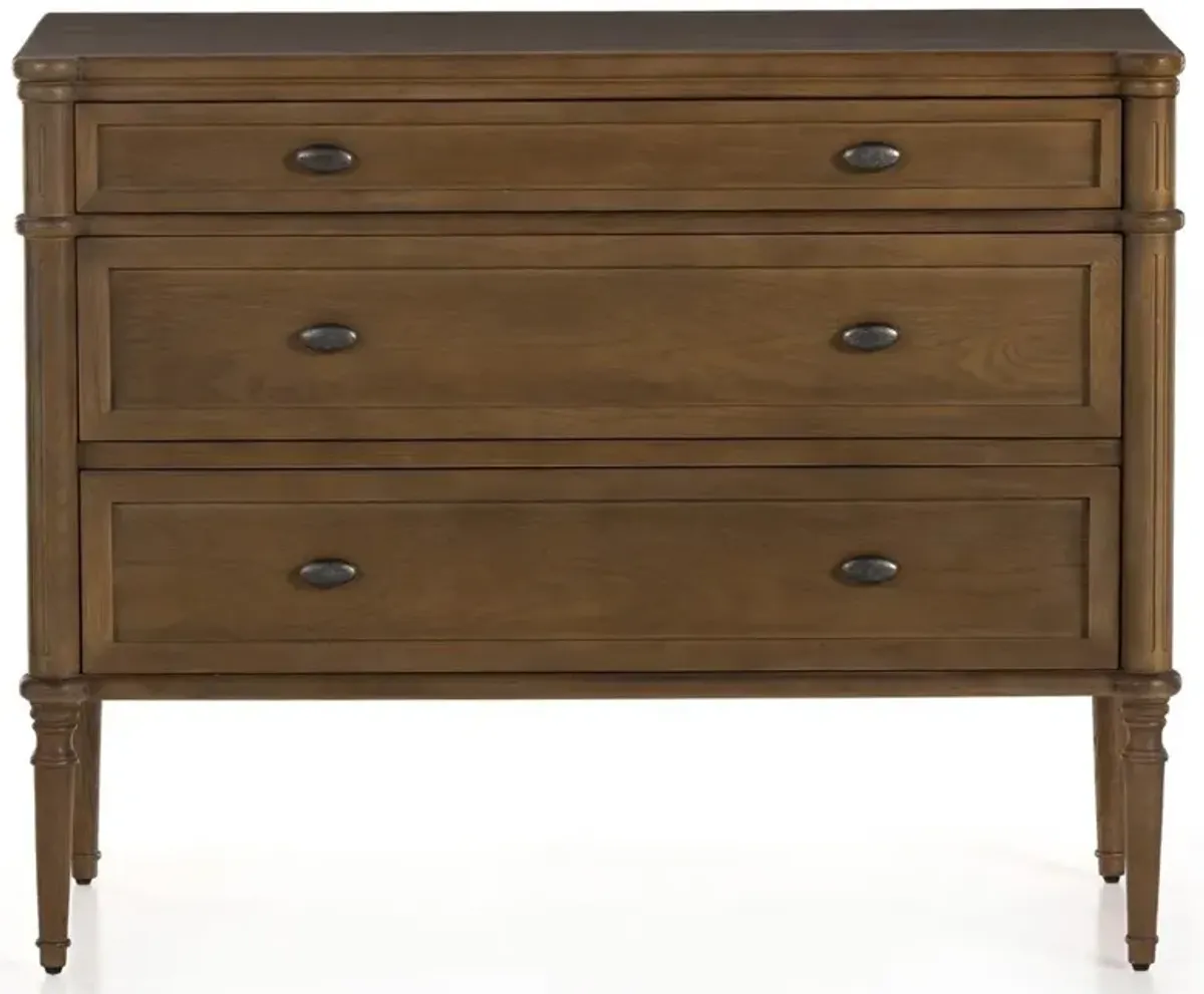 Tacorey Rustic Lodge Brown Solid Oak Wood 3 Drawer Bachelor Chest Dresser