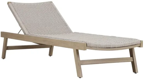 Dion Coastal Grey Woven Rope Washed Natural Teak Adjustable Outdoor Chaise Lounge