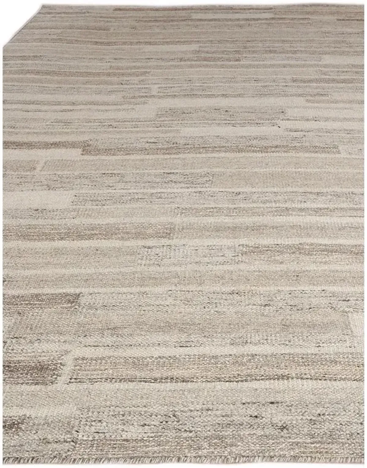 Ezra Mid Century Beige Wool Linear Patterned Rug - 9'x12'
